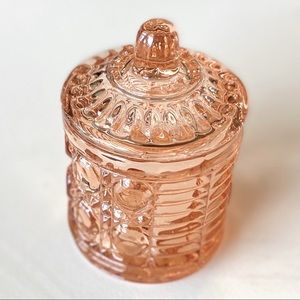 Pink Peach Depression Glass Jam Jar